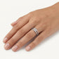 Elegant Silver Double Band Ring with Sparkling Stone Detailing