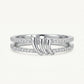 Elegant Silver Double Band Ring with Sparkling Stone Detailing