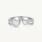 Elegant Mother of Pearl Heart Open Cuff Ring for Women