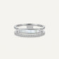 Elegant Mother of Pearl & Crystal Open Double Band Ring for Women