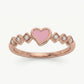 Elegant Rose Gold Heart Ring with Pink Enamel Detail