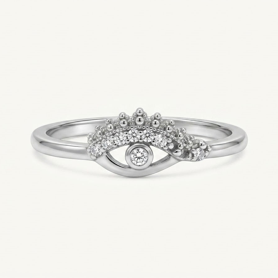 Elegant Halo-Leaf Crystal Ring with Sparkling Center Stone