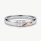 Elegant Two-Tone Sterling Silver Solitaire Ring with Crystal Accent
