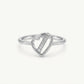 Elegant Silver Heart Ring with Sparkling Bar Detail