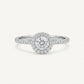 Elegant Round Halo Pavé Ring with Brilliant Clear Centre Stone