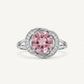 Elegant Pink-Purple Halo Crystal Solitaire Ring for Women