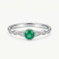 Elegant Green Emerald-Style Round Cluster Ring with Sparkling Stone Accents