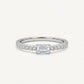 Elegant Silver Emerald-Cut Halo Accent Ring