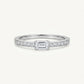 Elegant Silver Emerald-Cut Halo Accent Ring