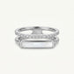 Elegant Mother of Pearl & Crystal Open Double Band Ring for Women
