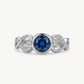 Elegant Blue Gemstone Heart Ring with Crystal Details – Silver Finish