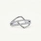 Elegant Silver Openwork Ring with Double Sparkling Bands