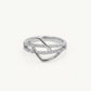 Elegant Silver Openwork Ring with Double Sparkling Bands