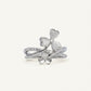 Elegant Heart Blue Stone & Floral Pavé Ring for Women