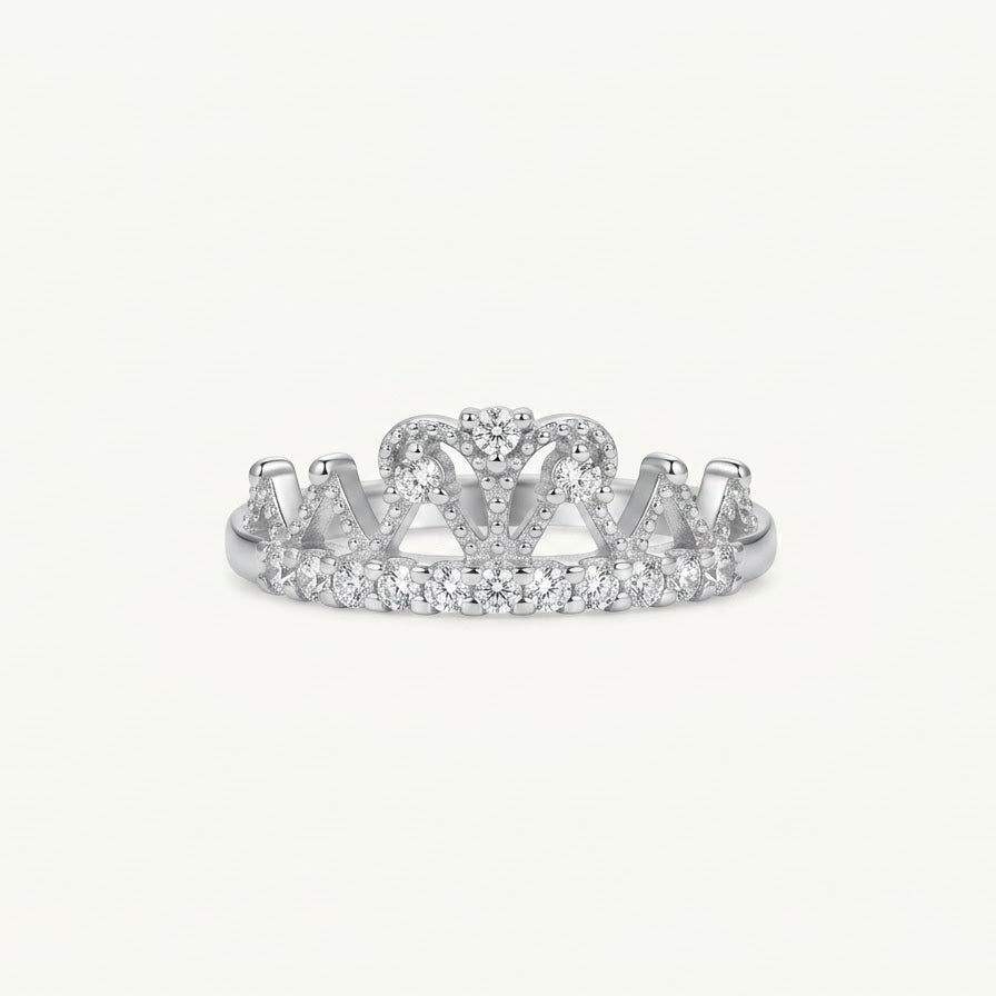 Elegant Intricate Silver-Tone Filigree Ring with Sparkling Stone Details