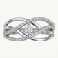 Elegant Silver Double Band Ring with Sparkling Center Stone