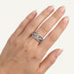 Elegant Silver Double Band Ring with Sparkling Center Stone