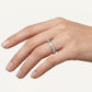 Elegant Silver Textured Band Ring with Geometric Cutout Design