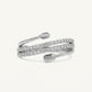 Elegant Silver Double Row Sparkling Open Ring