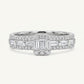 Elegant Baguette & Round Stone Halo Statement Ring for Women