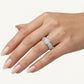 Elegant Baguette & Round Stone Halo Statement Ring for Women