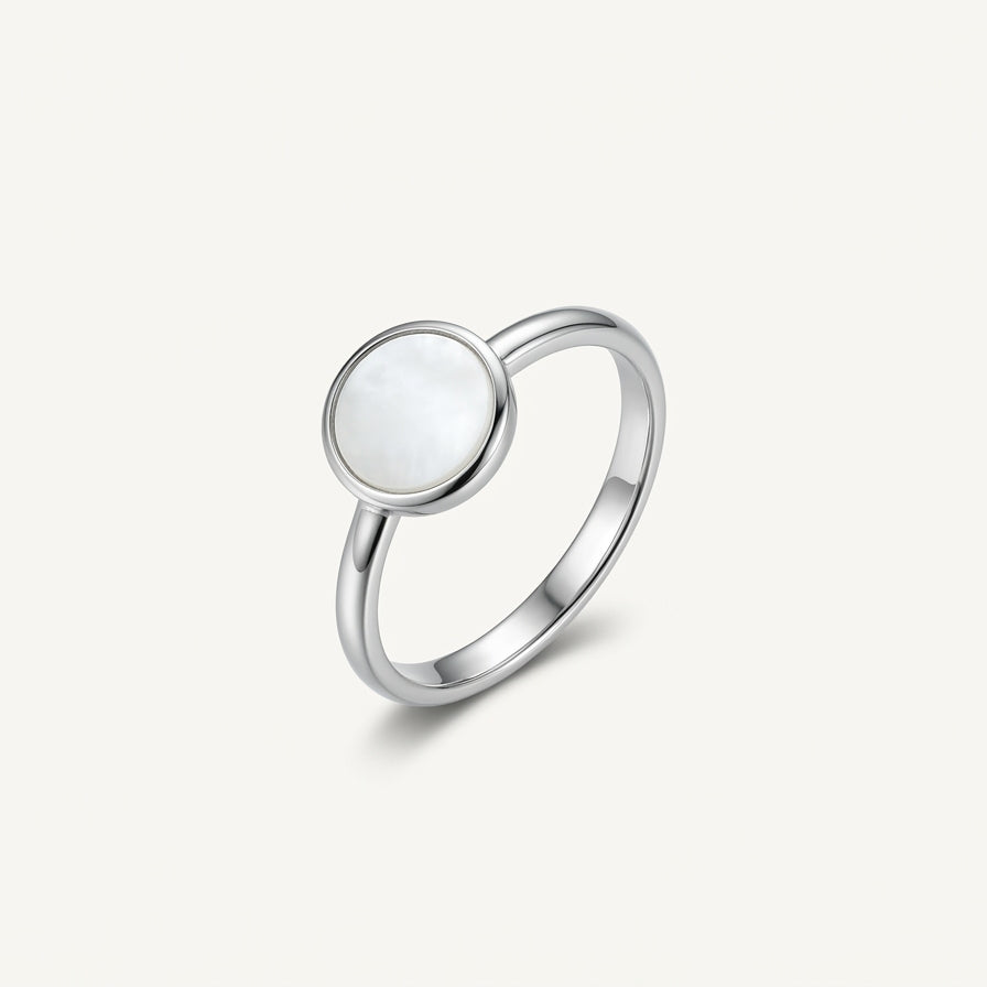 Elegant Round Mother of Pearl Style Statement Ring for Women