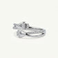 Elegant Silver Helping Hands Open Ring with Sparkling Stones