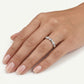 Elegant Silver Beaded Ring with Sparkling Pavé Stone Clusters