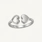 Elegant Silver Double Heart Open Ring for Women