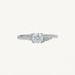 Elegant Silver Solitaire Ring with Leaf-Inspired Sparkling Design