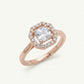 Rose Gold Cushion Halo Ring with Sparkling Stone Border