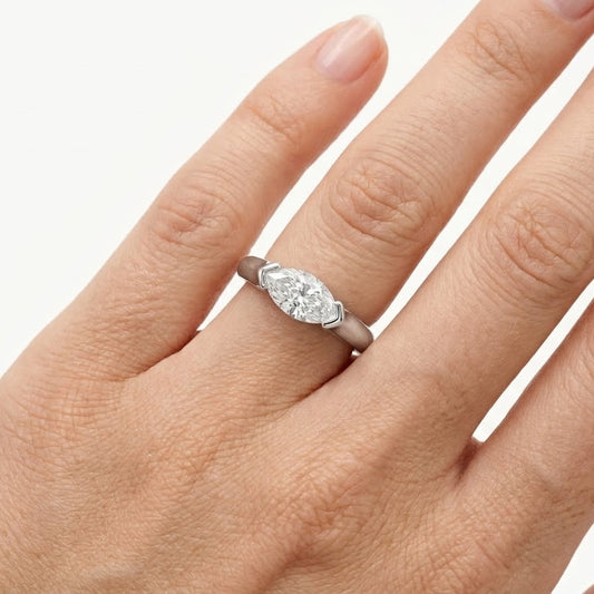 Elegant Marquise-Cut Crystal Solitaire Ring for Women