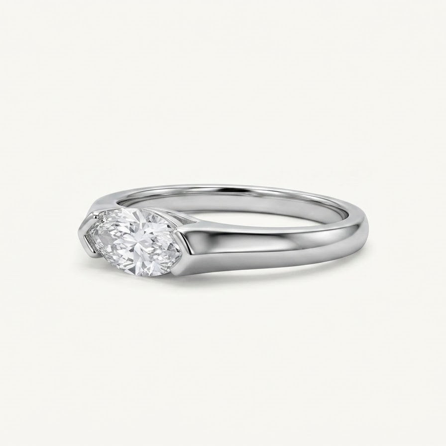 Elegant Marquise-Cut Crystal Solitaire Ring for Women