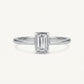 Elegant Rectangular Solitaire Ring with Clear Baguette-Cut Stone
