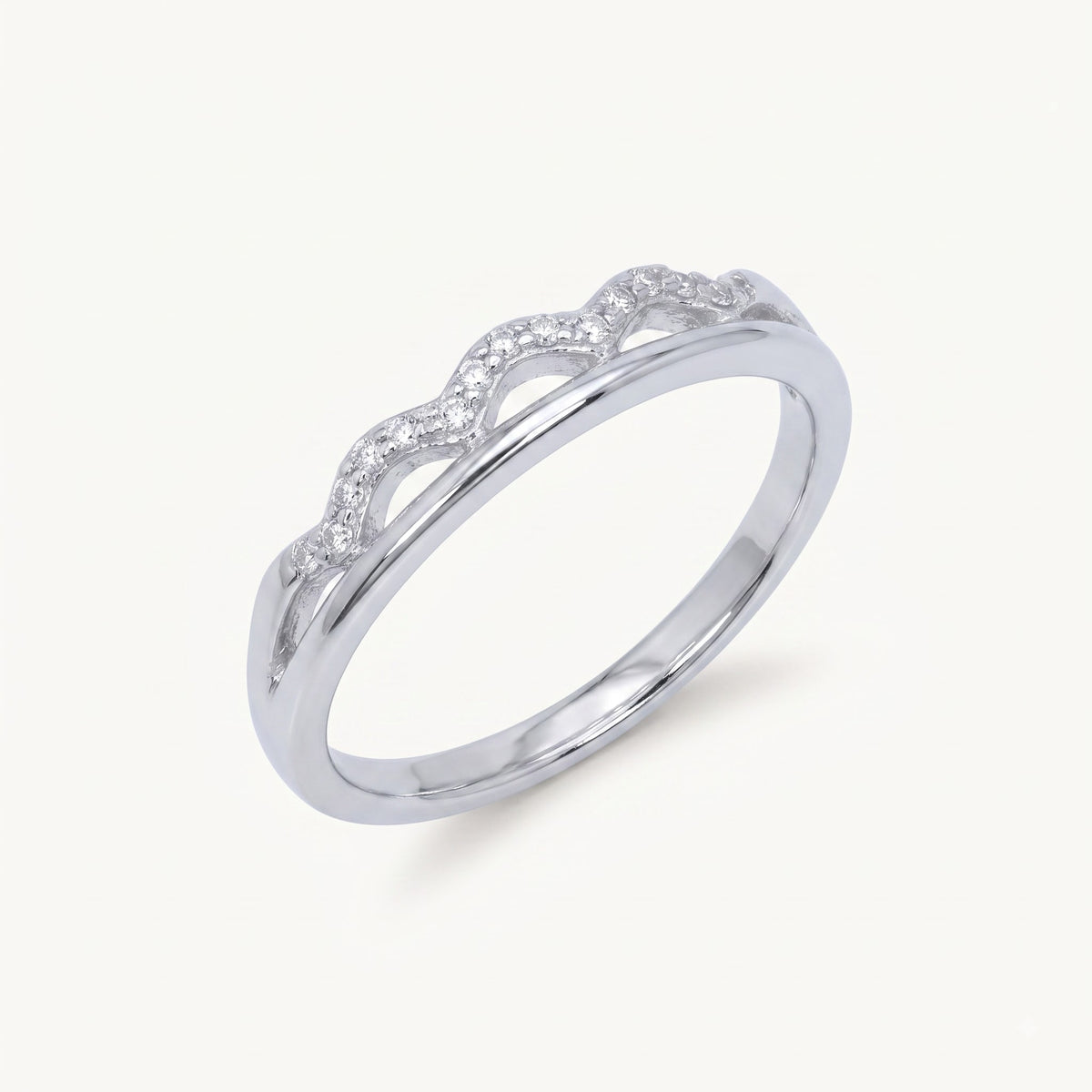 Elegant Silver Openwork Pave Ring with Sparkling Detail