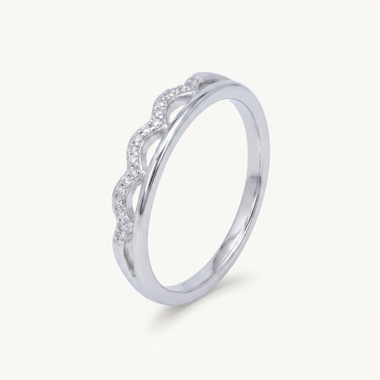 Elegant Silver Openwork Pave Ring with Sparkling Detail
