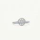 Elegant Round Cluster Crystal Silver Ring with Sparkling Halo Design