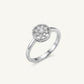 Elegant Round Cluster Crystal Silver Ring with Sparkling Halo Design
