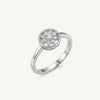 Elegant Round Cluster Crystal Silver Ring with Sparkling Halo Design