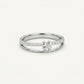 Elegant Bow Double-Band Silver Ring with Sparkling Crystal Accents