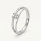 Elegant Bow Double-Band Silver Ring with Sparkling Crystal Accents
