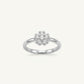Elegant Flower Crystal Silver Ring with Sparkling Petal Design