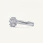 Elegant Flower Crystal Silver Ring with Sparkling Petal Design