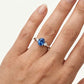 Silver Blue Sapphire-Style Oval Ring with Crystal Accents