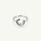 Silver Open Heart Ring with Multicolour Gemstone Accents