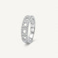 Silver Square Cutout Ring with Sparkling Stone Accents