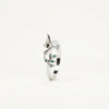 Elegant Silver Leaf Ring with Green Crystal Accents for Women