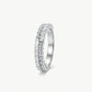 Elegant Silver Beaded Crystal Band Ring