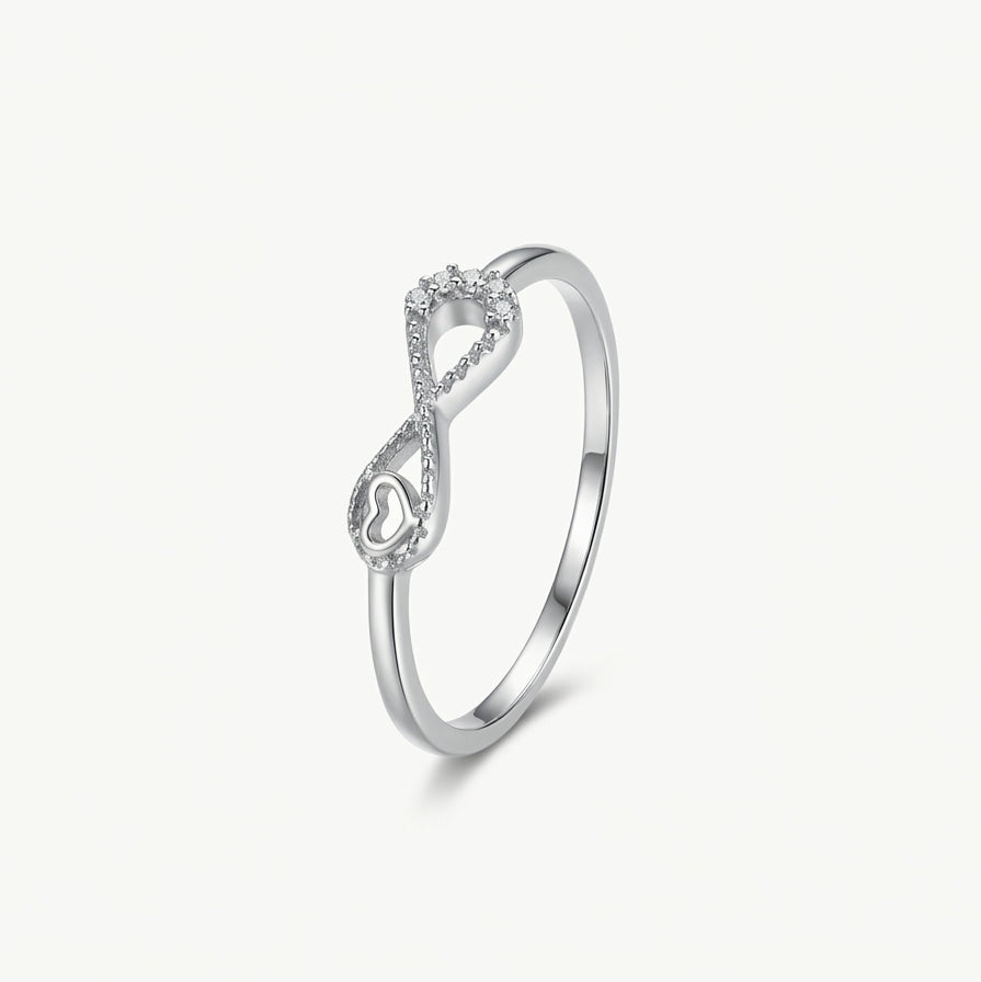 Elegant Infinity Heart & Key Crystal Ring