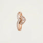 Elegant Rose Gold Flower Pave Ring with Sparkling Curved Band
